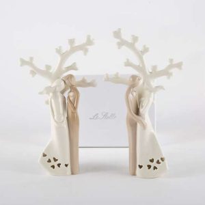 Bomboniera Matrimonio Coppia Sposi Albero Porcellana