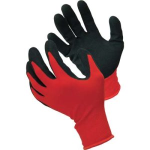 GUANTO NITRILE NERO SABBIATO HAND MAGLIA LEGGERA SINTETICO ROSSO TG. 11